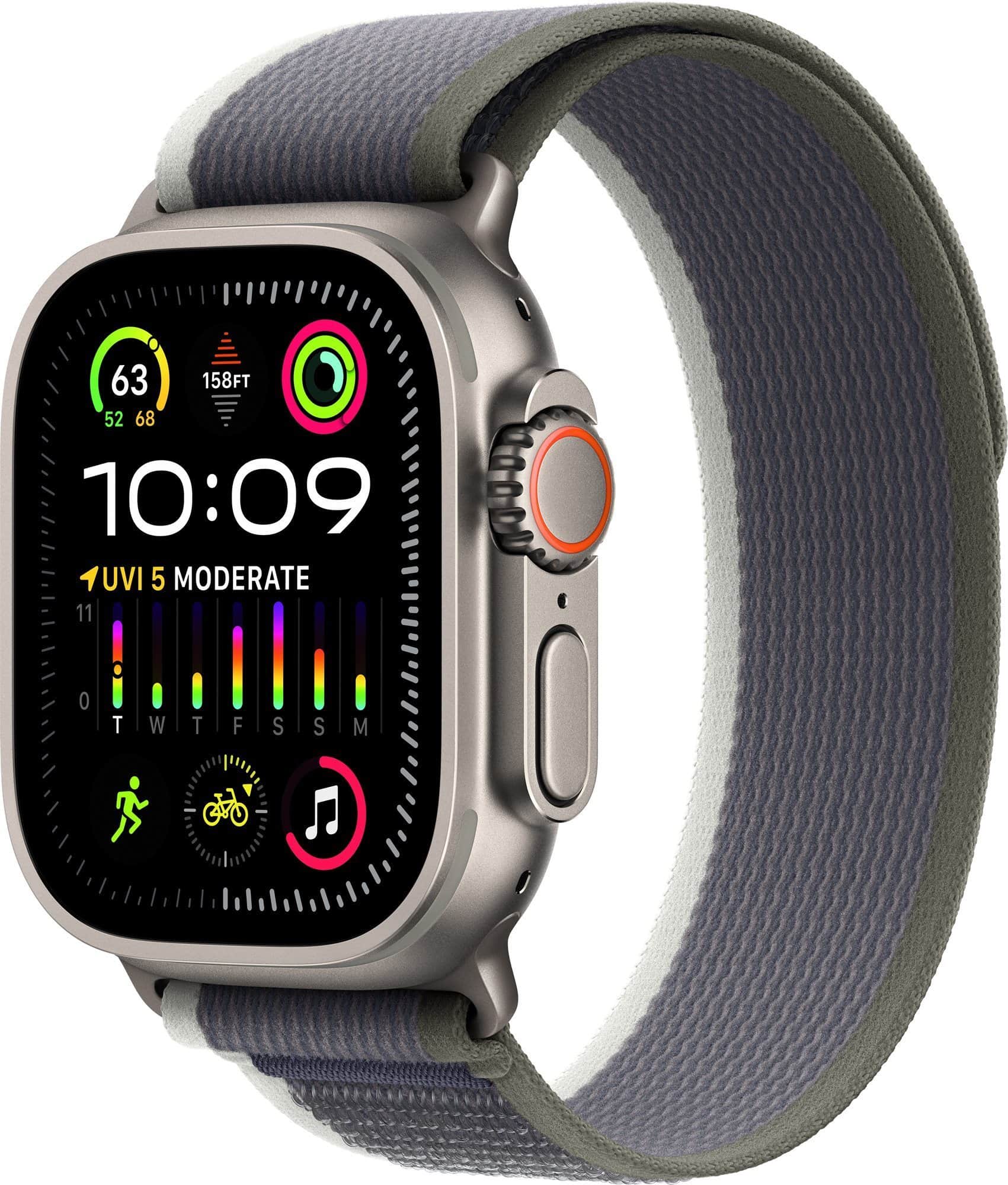 Apple Watch Ultra 2 49mm titanové pouzdro se zeleno-šedým trailovým tahem - M/L
