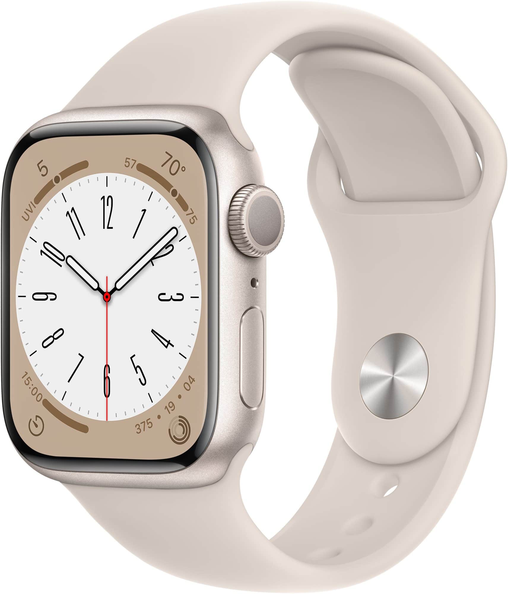 Apple Watch Series 8 41mm Hvězdně bílý hliník s hvězdně bílým sportovním řemínkem